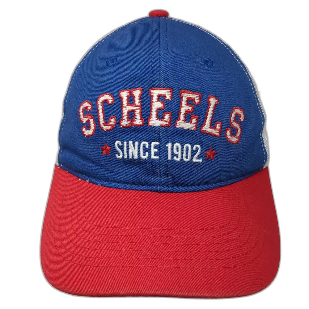 Scheels Trucker Hat Blue Red Mesh Snapback Adjustable OS Embroidered Since 1902